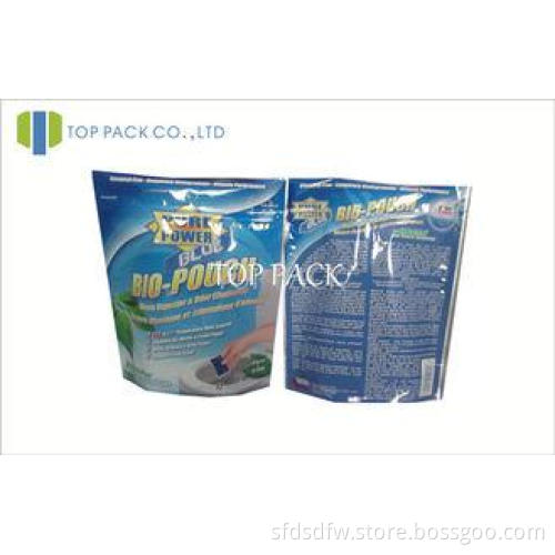 Blue Printed Foil Stand Up Pouches With Ziplock , Heat Seal